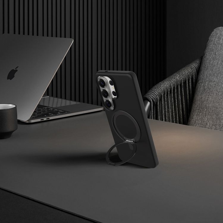 Levelo Iris Pro MagSafe Liquid Silicone Case for Samsung S26 Ultra, Premium Silicone Grip, Metal Frame for Camera & Buttons, Shock-Resistant Bumper - Black