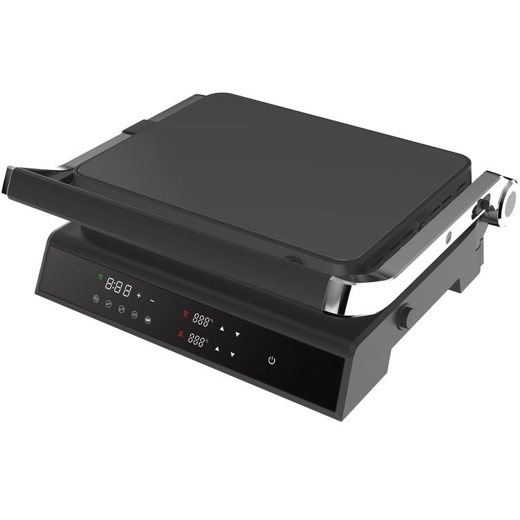 Porodo Lifestyle Glasstop Digital Grill with Removable Grill Plate, 5 Preset Options, 180° Flat Open & 105° Adjustable Lid, 90°C to 230°C Temperature Control - Black