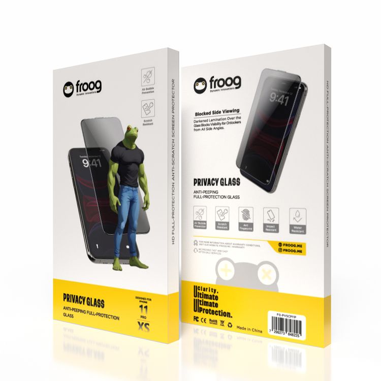 Froog Privacy Screen Protector Anti-Peeping Full Protection Glass for iPhone 11 Pro, Anti Fingerprint, Scratch Resistant - Privacy