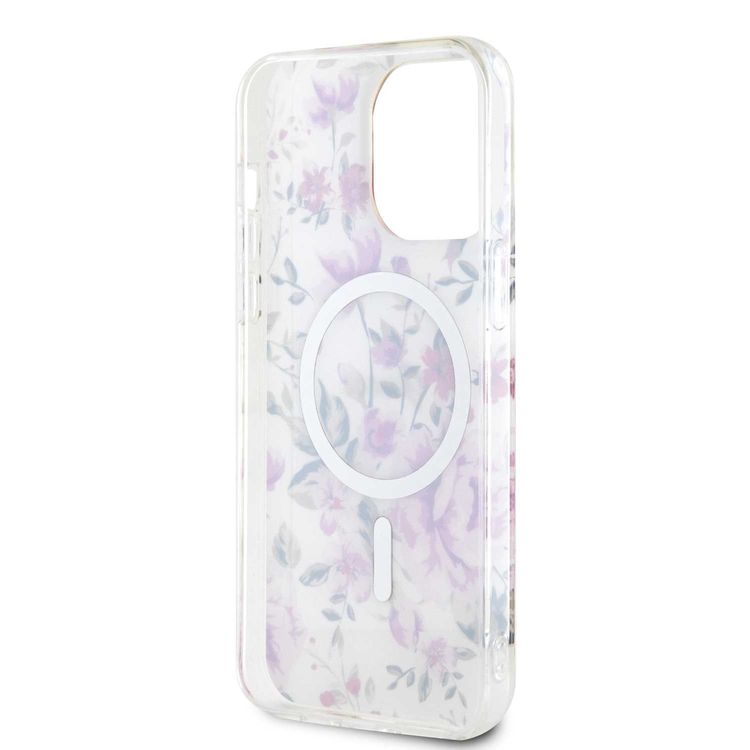 Guess Magsafe IML Case with Flower Pattern - Transparent - iPhone 15 Pro