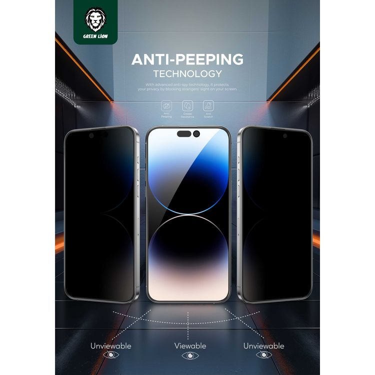 Green Lion 3D PET Pro Screen Protector for iPhone 15 Pro Max, Bubble Free, Blocked Side Viewing, Highly Responsive, Crystal Clear, Anti Fingerprint - Black