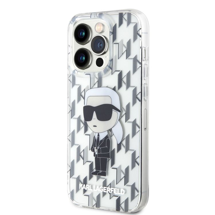 Karl Lagerfeld IML IKonIK Monogram Hard Case for iPhone 15 Pro Max - Transparent