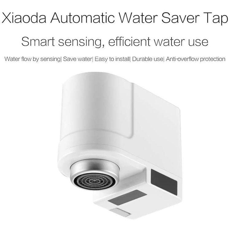 محول صنبور شاومي شياودا بدون لمس ، بالحث التلقائي بالأشعة تحت الحمراء للمطبخ والحمام موفر للمياه ومحول مستشعر الحركة للحماية من تدفق المياه ، سهل التركيب ، أبيض
