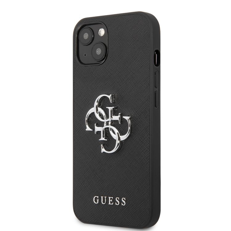 CG MOBILE Guess PU Saffiano Case with Big 4G Silver Logo Compatible for iPhone 13 Pro Max (6.7") Anti-Scratch, Easy Access to All Ports, Shock Absorption & Drop Protection Back Cover Suitable with Wireless Charging Officially Licensed