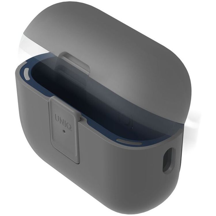 UNIQ Clyde Airpods Pro 2nd Gen Case, Hybrid Dual Layer Design, Premium Aluminum Carabiner, Wired and Wireless Charging - Gray