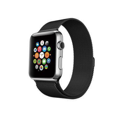 Porodo iGuard Stainless Steel Mesh Watch Strap for Apple Watch 44/45mm, Breathable & Comfortable Design, Fully Magnetic Milanese Loop, Compatible with SE, Series 7, 6, 5 & 4, Adjustable Strap - Black