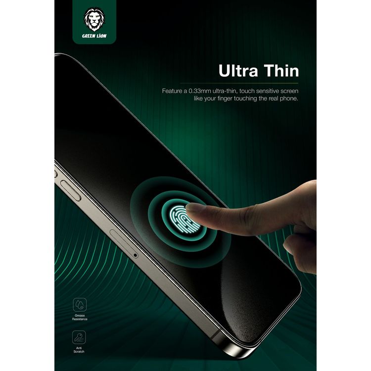 Green Lion ANTHONY 360° Privacy Screen Protector Glass for iPhone 15 Pro Max, 4-Way Anti-Peeping, Grease Resistance, Anti-Fingerprint, Anti-Peeping, Anti-Scratch, Easy Installation, Smudge-Free, Ultra-Thin Screen - Black