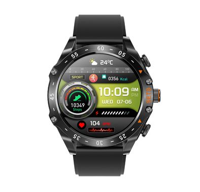 Porodo Hype Smart Watch with Wireless Earbuds and Black Leather Band, Compatible with Android 5.0, iOS 10.0 and Above