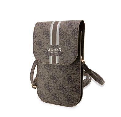 محفظة Guess 4G بنمط مخطط - بني