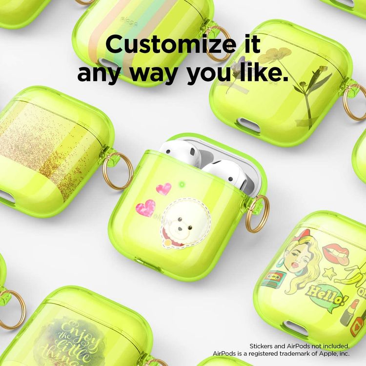 Elago Clear (TPU) Hang Case Compatible for Apple AirPods 1&2 Generation, Front LED Visible, Scratch Resistant, Drop Resistant, Dustproof and Absorbing Protective Cover