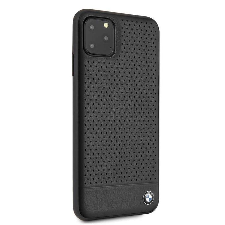 CG MOBILE, BMW Perforated Leather HardCase Compatible w/ iPhone 11 Pro Max, Premium Leather, Anti-Scratch, Camera Protection, Easy Access to All Ports - Black