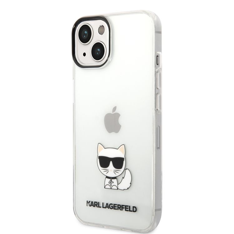 Karl Lagerfeld IML Case with Black Camera Outline & Printed Choupette Body Logo iPhone 14 Compatibility - Transparent
