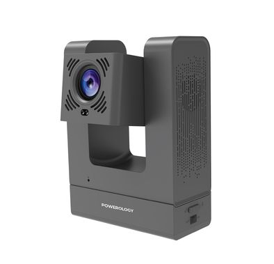 Powerology VisionArc Portable Smart Projector with 200" Ultra Wide Screen, Auto Keystone & Focus, Cinematic 1080P Clarity, Android 12, 300 ANSI Lumens, Modular Power Design, Cinematic 1080P Clarity, Versatile Connectivity with HDMI, USB, Bluetooth, Wi-Fi, Audio - Gray