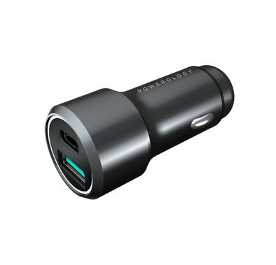 شاحن سيارة باورولوجي USB C، ألومنيوم 36 واط بمنفذين نوع C PD شحن سريع 18 واط مع توافق مع الشحن السريع 3.0 للهواتف الذكية