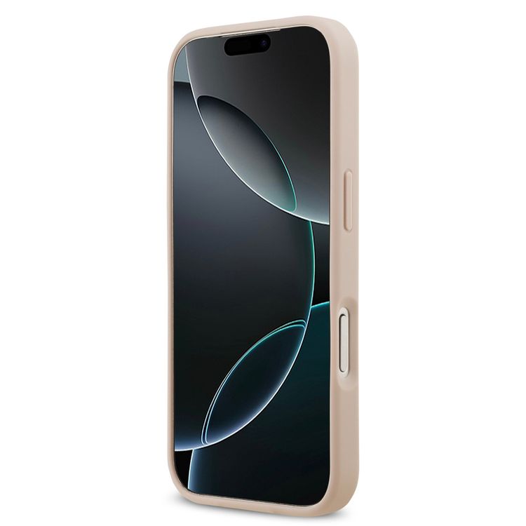 جراب من الجلد PU من جيس مع شعار كلاسيكي وتصميم ختم ساخن بنمط الفاوانيا لهاتف iPhone 17 Pro Max، بتصميم نحيف، سهل التركيب، تغليف مستدام، قبضة مريحة، حماية من السقوط - وردي