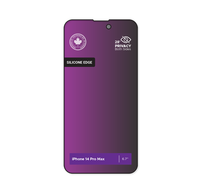 Levelo Privacy Tempered Screen Protector, Black-Edition Silicone Edge, iPhone 14 Pro Max Compatibility - Black