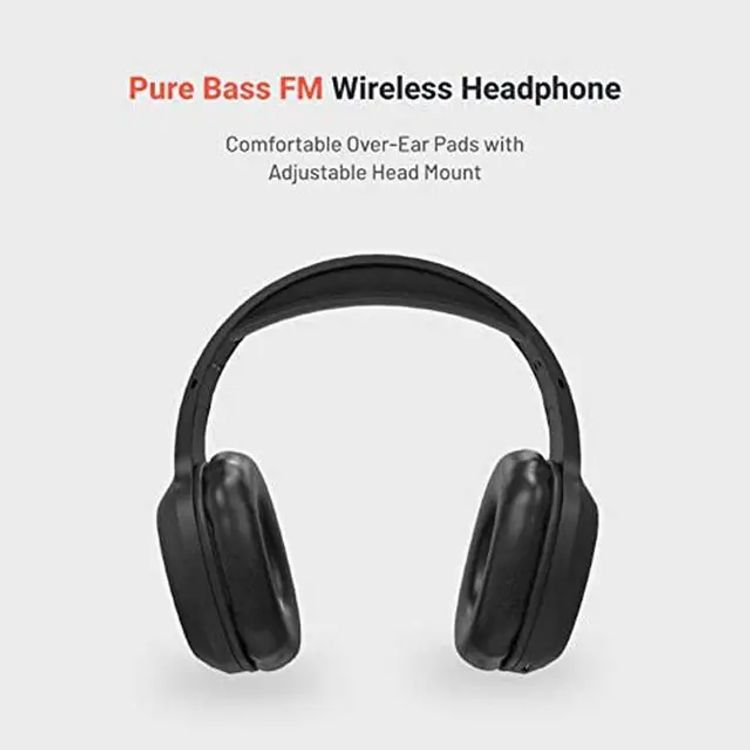 Porodo Soundtec Wireless Headphones with Noise Cancelling, Active Siri, Pure Bass, 2 Hours Charging Time, 12 Hours Playtime, 400mAh Battery Capacity - Black
