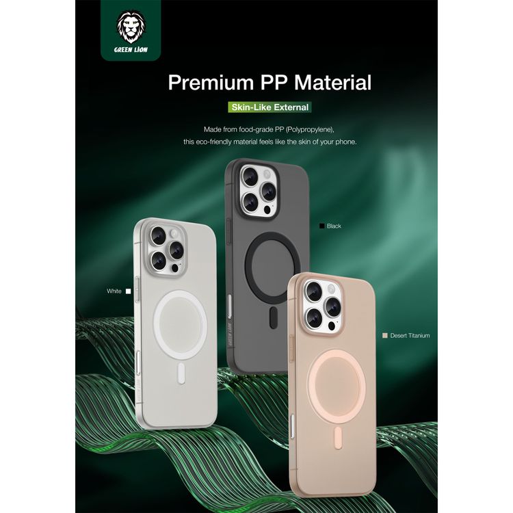 Green Lion Ultra Lite MagSafe Case for iPhone 16 Pro Max with Matte Design, Ultra Slim & Lightweight, Strong Magnets, Anti-Fingerprint - Desert Titanium 