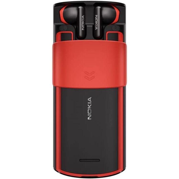 Nokia 5710 Xpress Audio Feature Phone with built-in wireless earbuds, 4G Connectivity, (Dual SIM) - Black and Red