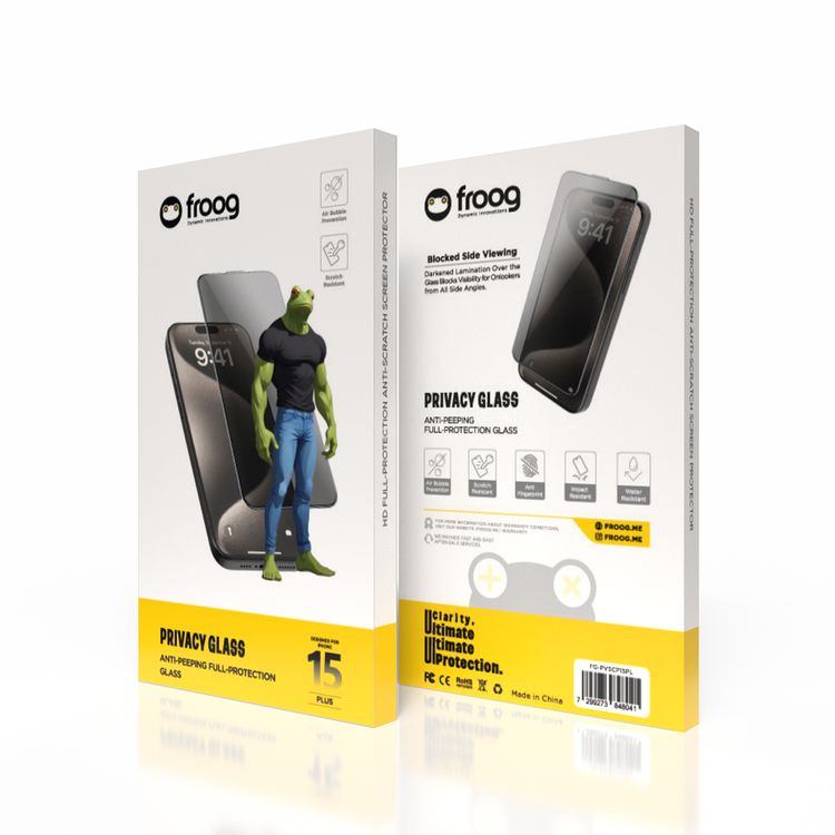 واقي شاشة الخصوصية من iFroog، زجاج حماية كاملة مضاد للتجسس لهاتف iPhone 15 plus، مضاد لبصمات الأصابع ومقاوم للخدش - اسود