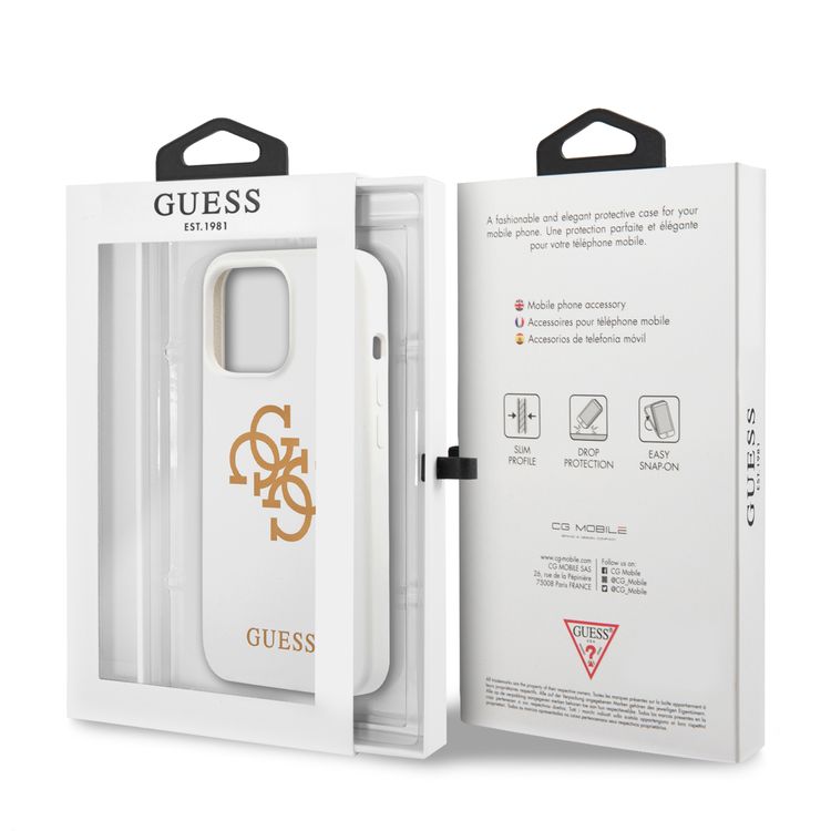 CG MOBILE Guess Liquid Silicone Case Big 4G with Logo Print Compatible for iPhone 13 Pro (6.1") Anti-Scratch, Easy Access to All Ports, Shock Absorption