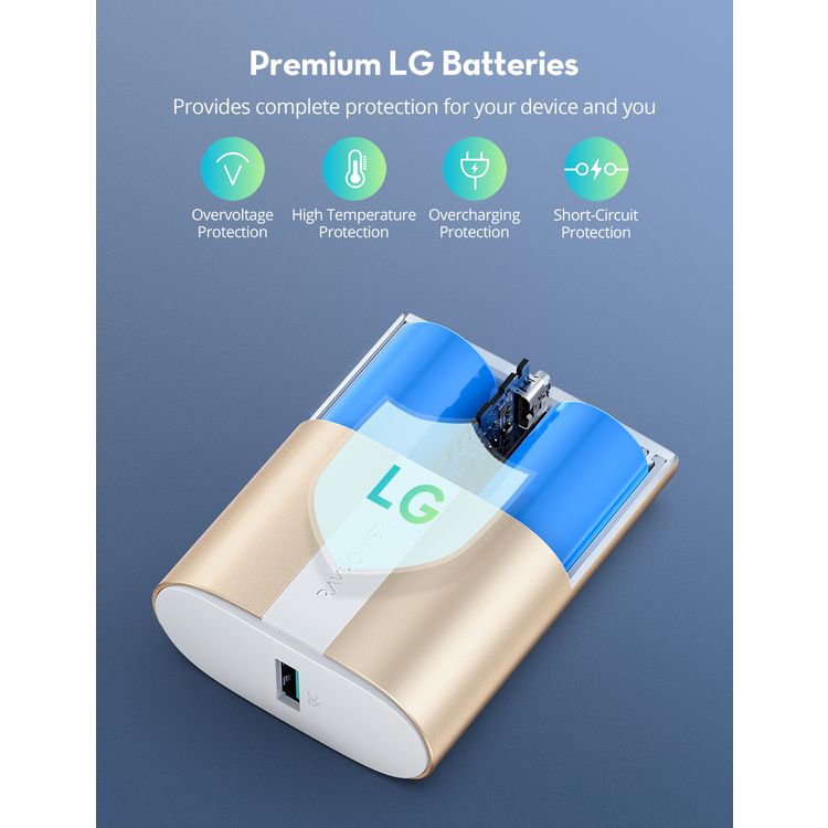 RAVPower 2-Port PD Pioneer Mini Power Bank 10000mAh 18W Fast Charging, Pocket Size Portable Charger Design, USB-C Universal Port, Anti-Scratch Metal Casing