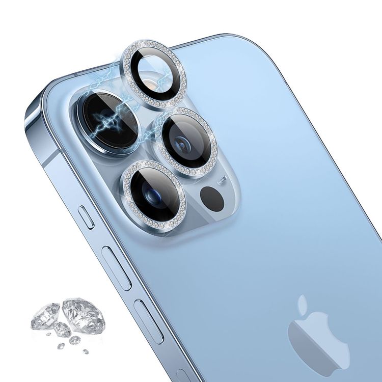 Camera Lens Green Lion Diamond Camera Lens for iPhone 13 Pro Max/13 Pro - Red