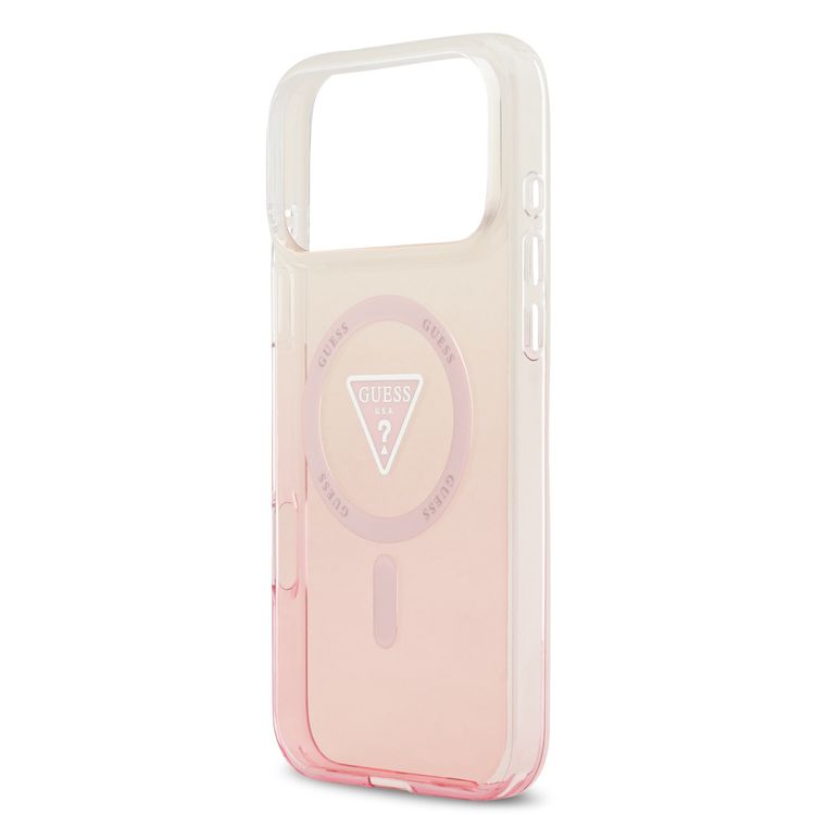 Guess MagSafe IML Gradient Case with Printed Triangle Logo for iPhone 17 Pro, Slim Profile, Drop Protection, Lightweight Design, Comfortable Grip, Sustainable Packaging, Easy Snap-On - Pink