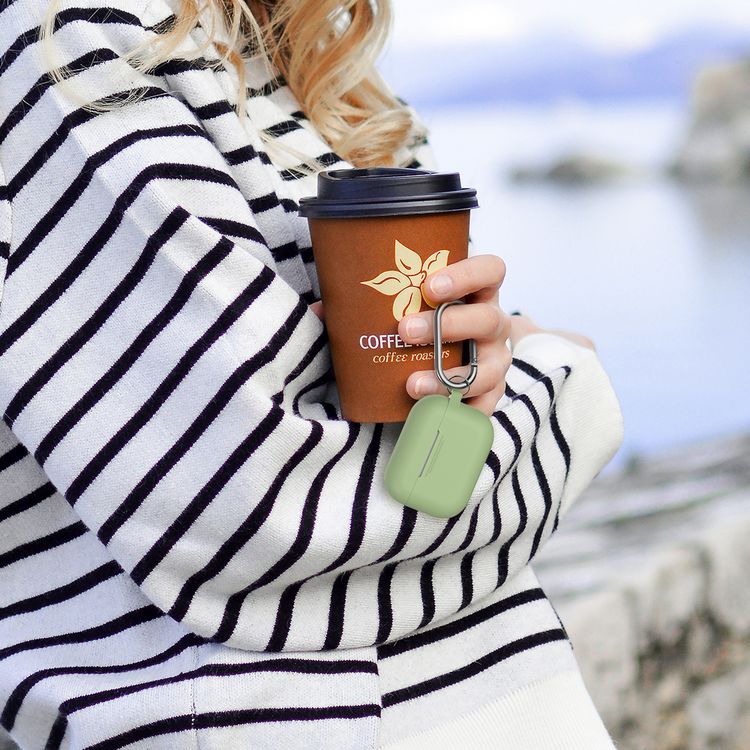 AhaStyle PT-P1_MG Full Cover Silicone Keychain Case for Airpods Pro  Anti-Scratch and Drop Shock Protection Cover - Avocado Green