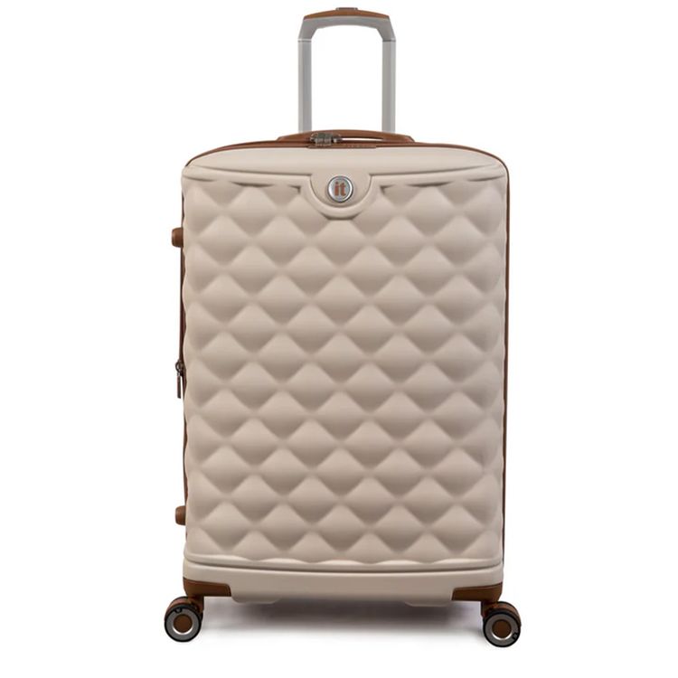 it luggage Indulging Unisex ABS Hard Case Luggage, Expandable Trolley Bag with 8x360° Spinner Wheels and TSA Lock - Medium / Cream