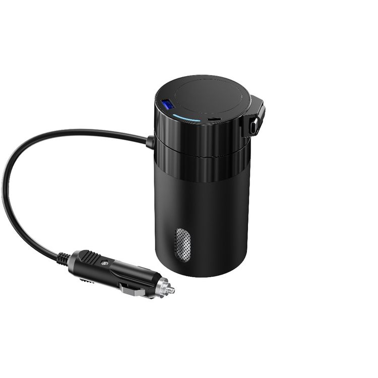 Powerology 200W Universal Car Power Inverter with LED Voltage Display, 100W Lighter Socket Output, 60cm Retractable USB-C Cable, 9-Layer Safety System, 138W Total Output, Fast Charge - Black