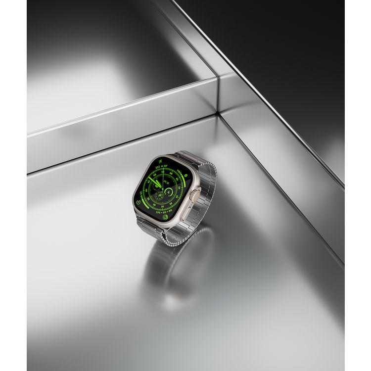 Levelo Milano Watch Strap for Apple Watch 49/45 mm, Lightweight & Highly Durable, Adjustable Links, Hypoallergenic Material, Anti-Oxidation Technology - Silver