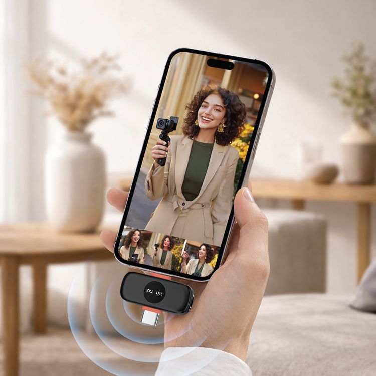 Green Lion GM-91X Lavalier Microphone with 15 Hours Play Time, Digital Display, Noise Reduction, Compatible with USB-C & Lightning Devices, Reverb Mode, Auto Pairing, Ultra-Low Latency, 20m Wireless Freedom, USB-C Charging Port, 360° Omnidirectional, Magnetic Clip-On - Black