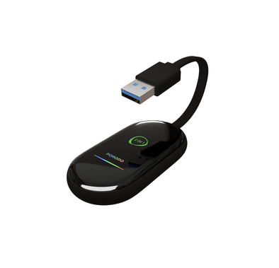 محول السيارة اللاسلكي بورودو بلاي-إكس مع اتصال واي فاي وبلوتوث - أسود