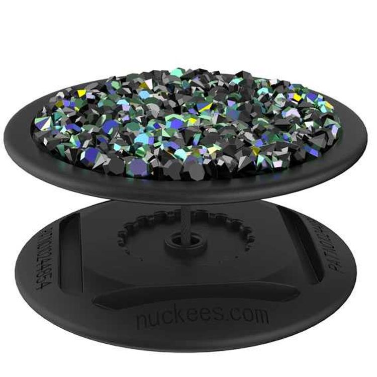 Nuckees Diamond Cluster Stand & Grip w/ Snug-hug Technology Compatible for Smartphones - Reusable & Magnetic Mount Friendly Kickstand - 360° Viewing - 4-way Locking Stand - Black