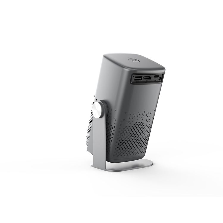 Porodo Lifestyle Gobo Portable Air Projector with Adjustable Screen Size, 2 Hours Playtime, 150 ANSI Lumens, 35” – 150” Adjustable Screen Size, Over Temperature Protection, Media Player, Air Projection, 1080P Full HD, 2 Hours Working Time - Gray