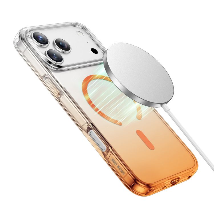 Green Lion Gradient Magsafe Case for iPhone 17 Pro Max, Powerful Magnetic Lock, Antioxidant Layer, Scratch Resistant, Anti-Yellowing, Drop Protection, Air Cushion, Non-Slip Grip - Orange