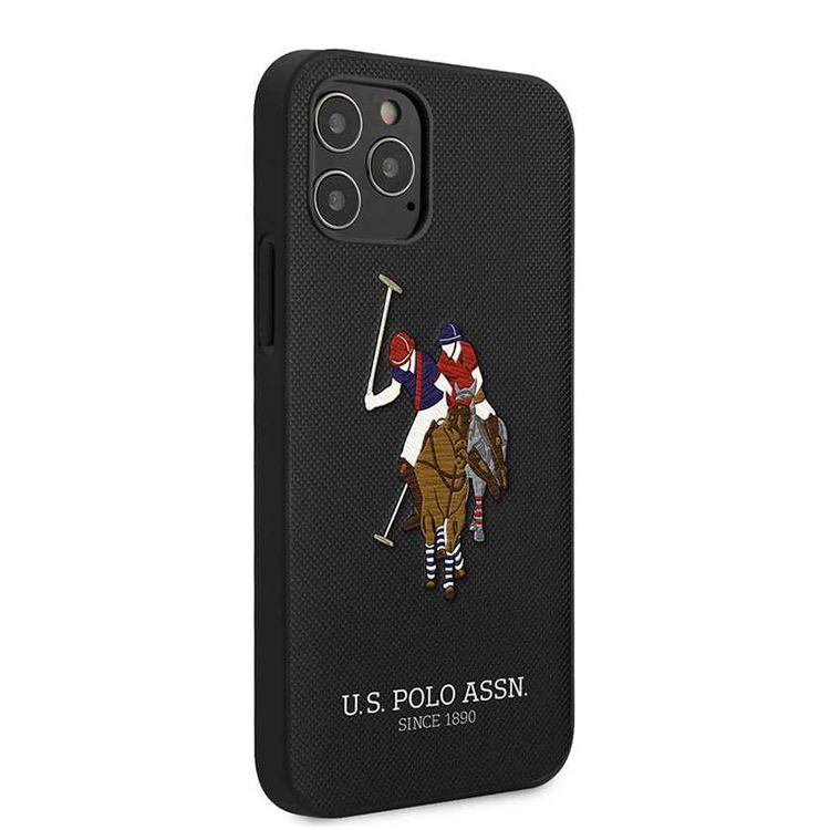 CG Mobile U.S. Polo Assn. PU Hard Case Polo Embroidery for iPhone 12 Pro Max (6.7") Shock & Drop Protection Suitable with Wireless Chargers Officially Licensed - Black