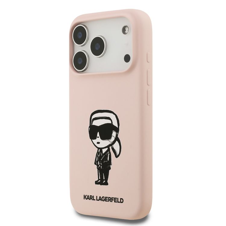 Karl Lagerfeld Liquid Silicone Case with Karl Sketch for iPhone 17 Pro, Comfortable Grip, Sustainable Packaging, Easy Snap-On, Drop Protection, Slim Profile & Lightweight Design - Pink