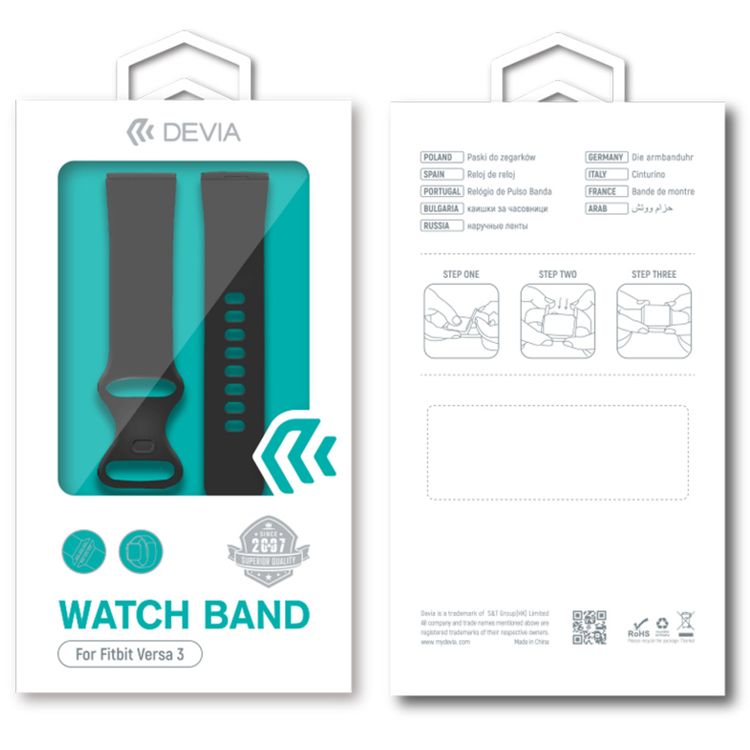 Devia 347337-PK Deluxe Series Sport Silicone Watch Band For Fitbit Versa 3 - Pink