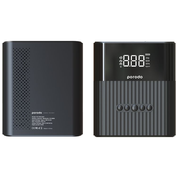 Porodo Multi Function 8800mAh Jump Starter and Air Pump - Black