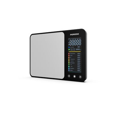 Porodo Kalio Smart Food Kitchen Scale with 3-5000g Weighing Range, IPX5 Water Resistant, Tempered Glass Platform, 5°C to 40°C Operating temperature - Silver 