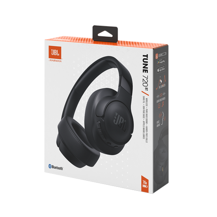 JBL Tune 720BT Wireless Over-Ear Headphones with Voice Aware Technology, Lightweight, Comfortable & Foldable Design, Fast Charge, JBL Pure Bass Sound, Water Resistant, JBL One App - Black