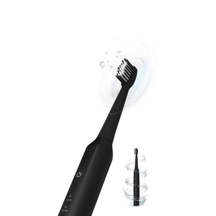 Porodo Lifestyle W-Sonic Electric Toothbrush with Quadrant Smart Timer, 18000-20000 Strokes/Minute Vibration Frequency, 500mAh Battery Capacity, Up to 50 Days Working Time, Round Shape Bristle, Low Noise Level, IPX7 Water Resistance Level - Black