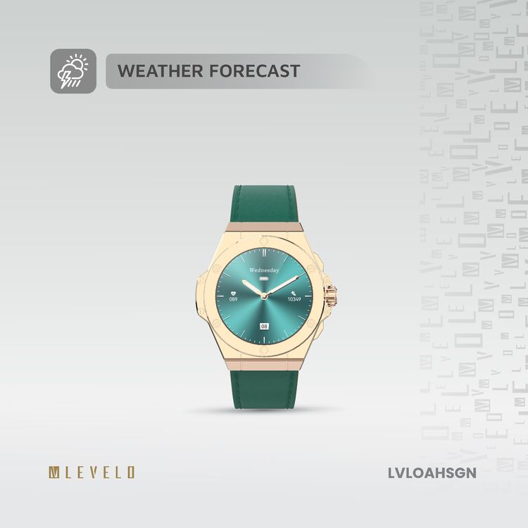 Levelo Oak Automatique Hybrid Smart Watch, Amoled Display, IP68 Water Resistant, Health Monitoring - Green 
