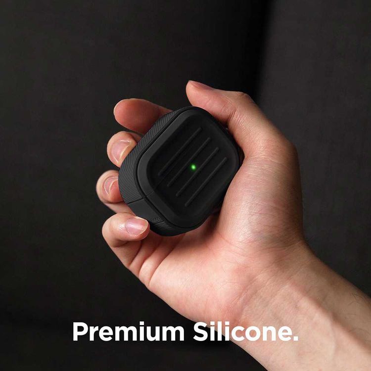 ايلاغو ارمور جراب مع حلقة حماية ضد الضياع متوافق مع ايربودز برو ، مقاوم للخدش ، مقاوم للسقوط ، مقاوم للغبار وغطاء ماص مناسب للشحن اللاسلكي -