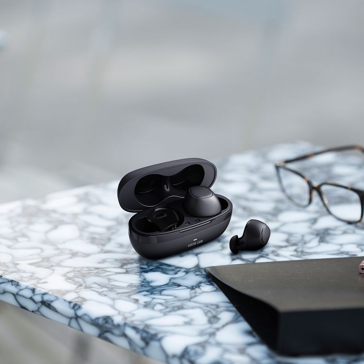 Green Lion Kaprun True Wireless Earbuds with Environmental Noise Cancellation, Up to 7 Hours of Playtime, 5.3 Bluetooth Version, IPX4 Waterproof, In-Ear Design - Black
