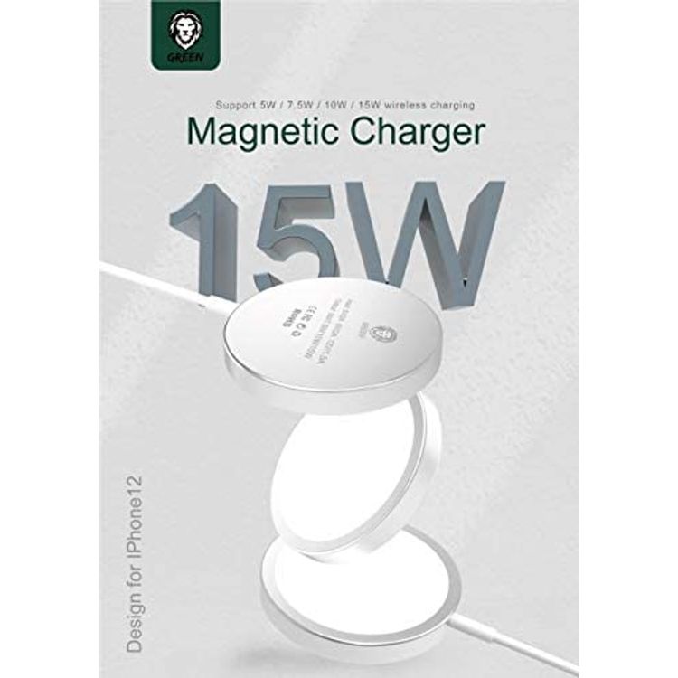 Green Lion Wireless Magnetic Charger 15W for iPhone 12 Series - White