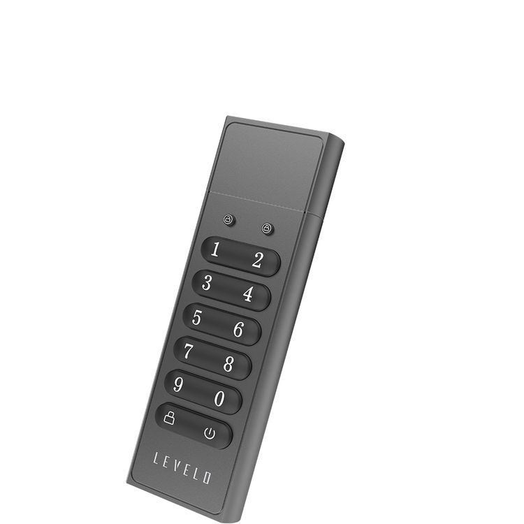 Levelo Lockvault Digital 128GB Encrypted USB Flash Drive with USB-A 3.1 Gen 1 Connector, 160MB/s Reading Speed, 120MB/s Writing Speed, AES256 Encryption Method - Gray