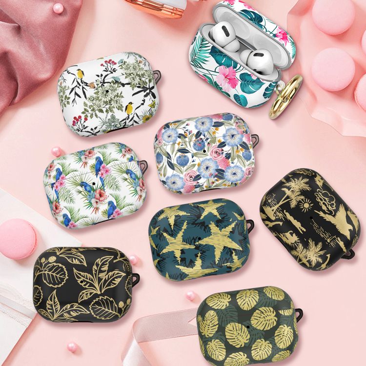 AhaStyle Premium TPU IMD Patterns Case with Anti-Lost Ring Compatible for AirPods Pro, Scratch Resistant, Shock Absorption, Drop Protection, & Dustproof Protective Hard Shell